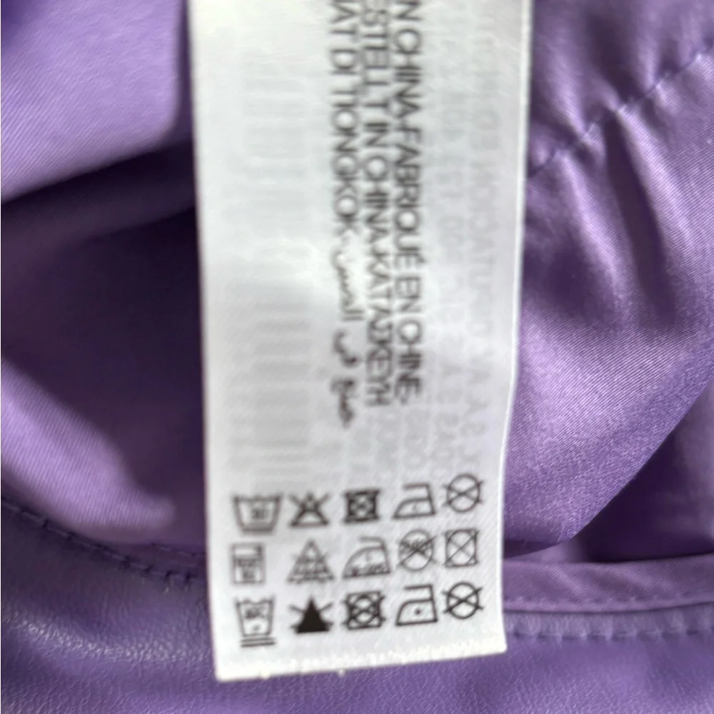 Blogger Fav! ZARA S Faux Leather Dark Mauve/Purple Pants Straight Leg Lined - Picture 9 of 16